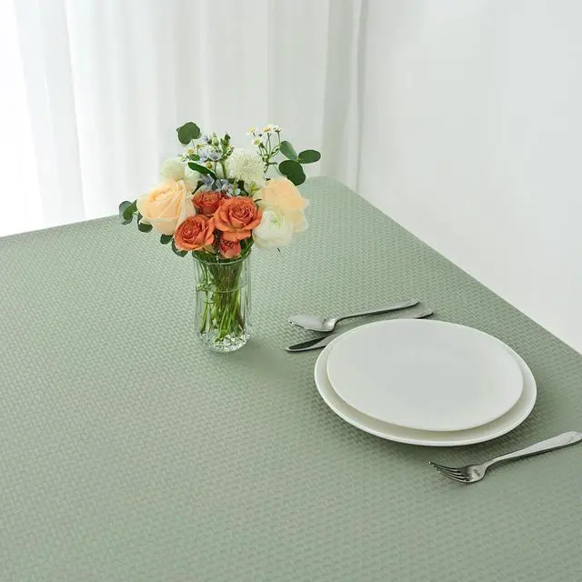 Alt view image 4 of 7 - maxmill Rectangle Tablecloth Weaved Pattern Waterproof Spillproof Wrinkle Free Table Cloth, Kitchen Dining Tabletop Decoration, Fabric Table Cover for Holiday Parties, 52 x 70 Inch, Sage Green