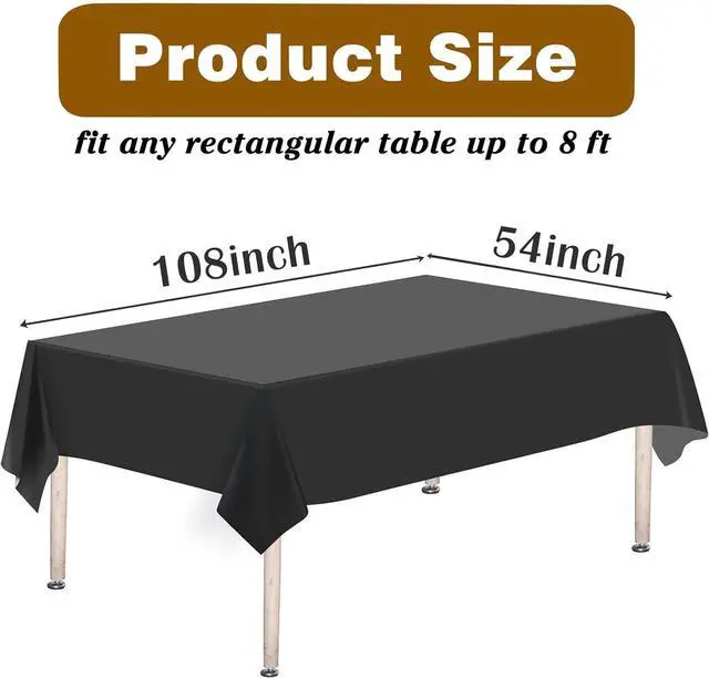 Alt view image 2 of 6 - Kopokita 2 Pack Black Plastic Tablecloths Disposable 54 x 108 Inch | Rectangle Table Cloths, Party Table Covers for Birthday, Graduation, Back to School, Halloween Decorations