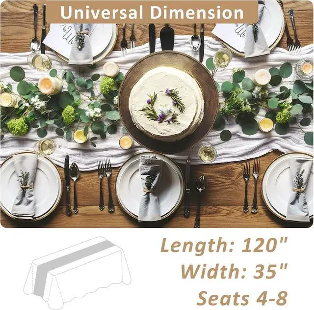 Alt view image 4 of 7 - Cheesecloth Table Runner, 120 Inch 10 FT, White | 1 Pack, 35x120 Inches Boho Rustic Cheesecloth Gauze, Cheese Cloth Runner for Weddings, Thanksgiving, and Party Decor
