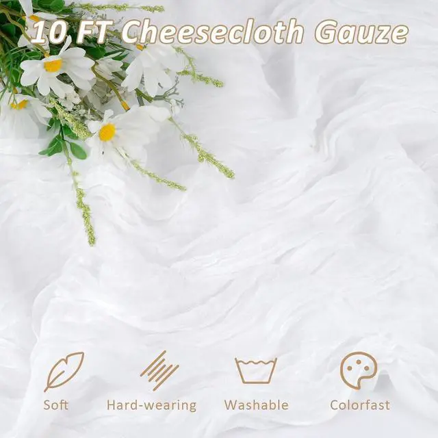 Alt view image 3 of 7 - Cheesecloth Table Runner, 120 Inch 10 FT, White | 1 Pack, 35x120 Inches Boho Rustic Cheesecloth Gauze, Cheese Cloth Runner for Weddings, Thanksgiving, and Party Decor