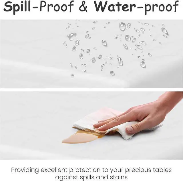 Alt view image 4 of 5 - 5 Pack Premium White Plastic Tablecloth - 108 x 54 in. Disposable Rectangle Plastic Table Cloth - Decorative Rectangle Table Cover Smooth Tablecloth - Disposable Table Cloths For Parties, Weddings.