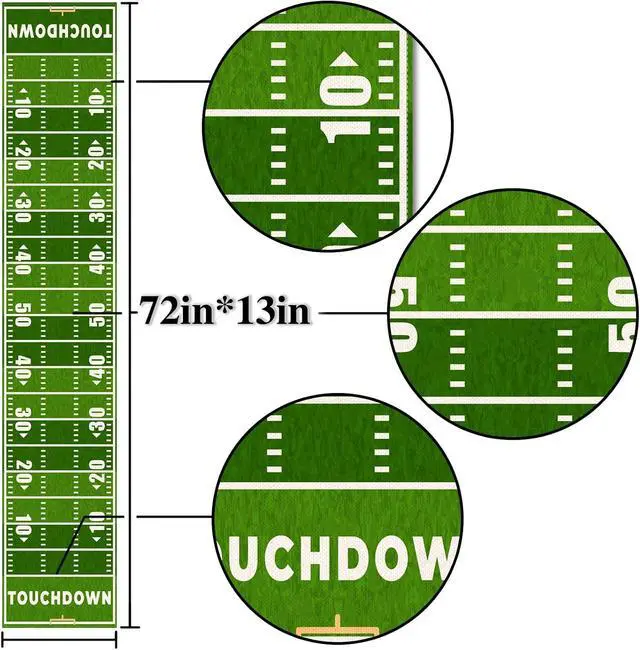 Alt view image 2 of 5 - Nepnuser American Football Court Table Runner Touch Down Football Birthday Party Decoration Boy Sport Farmhouse Home Dining Room Kitchen Table Decor (13" x 72")