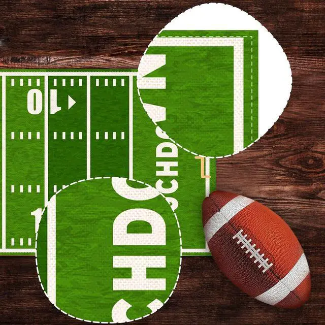 Alt view image 3 of 5 - Nepnuser American Football Court Table Runner Touch Down Football Birthday Party Decoration Boy Sport Farmhouse Home Dining Room Kitchen Table Decor (13" x 72")