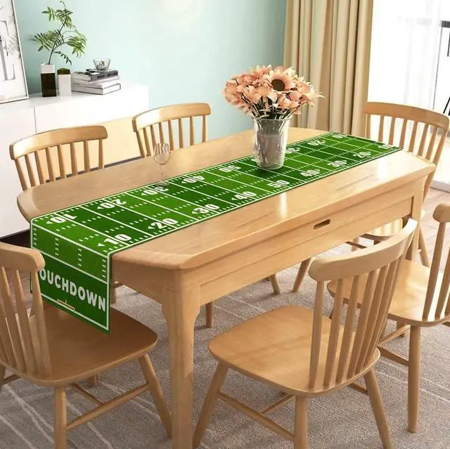 Alt view image 5 of 5 - Nepnuser American Football Court Table Runner Touch Down Football Birthday Party Decoration Boy Sport Farmhouse Home Dining Room Kitchen Table Decor (13" x 72")