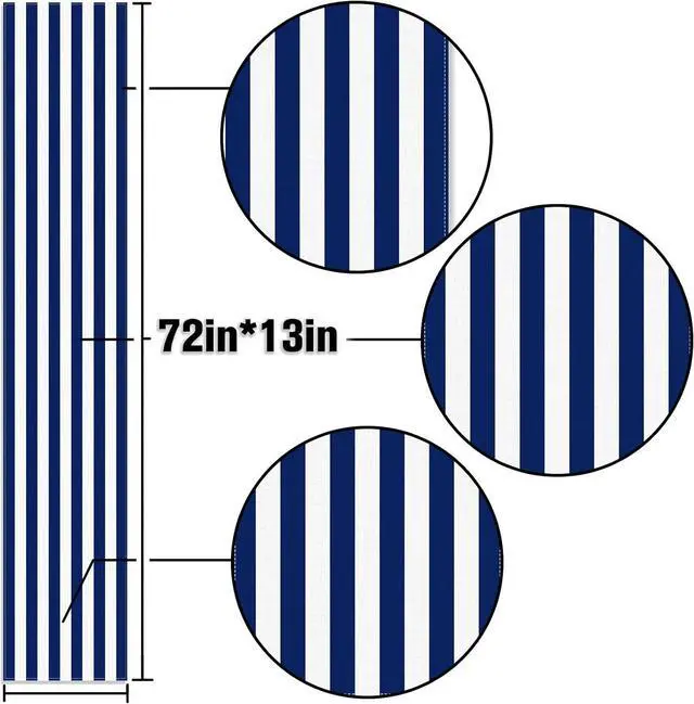Alt view image 5 of 6 - Navy Blue and White Striped Table Runner Nautical Theme Birthday Party Decoration Wedding Dining Room Home Kitchen Table Decor (13" x 72")