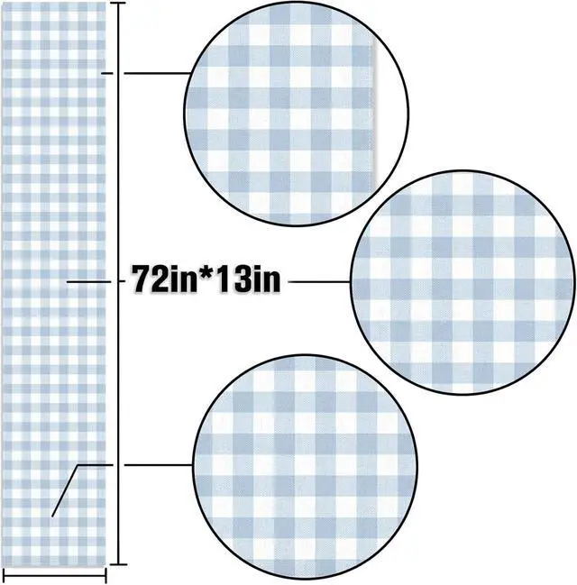 Alt view image 3 of 7 - Dusty Blue Gingham Table Runner Blue Checkered Boy Girl Baby Shower Birthday Party Decoration Home Dining Kitchen Island Decor (13" x 72")
