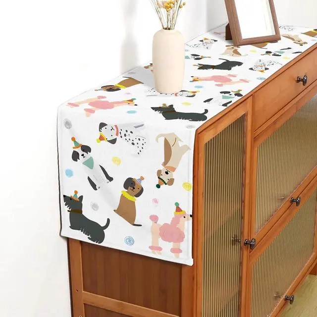 Alt view image 5 of 6 - Puppy Dog Table Runner Kids Dog Themed Birthday Party Decoration Baby Shower Dining Room Home Kitchen Island Decor (13" x 72")