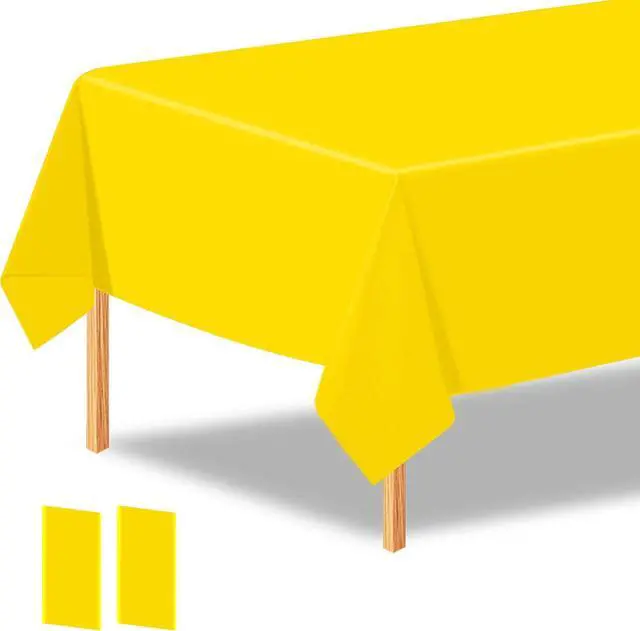 Main image of 2Pcs Yellow Plastic Table Cloth, 54 x 108 Inch Rectangle Disposable Tablecloth for Birthday, Wedding, Picnic, Holiday Party