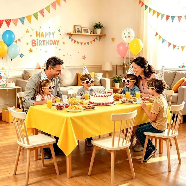 Alt view image 4 of 7 - 2Pcs Yellow Plastic Table Cloth, 54 x 108 Inch Rectangle Disposable Tablecloth for Birthday, Wedding, Picnic, Holiday Party