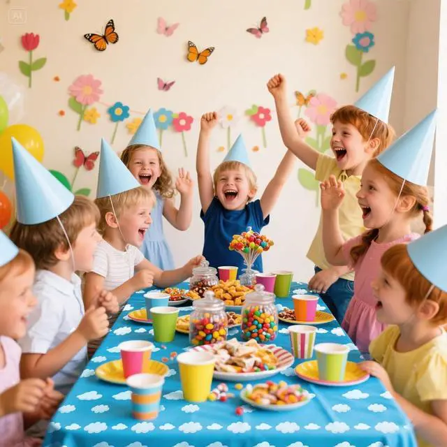 Alt view image 4 of 7 - Blue Sky White Clouds Birthday Party Supplies, Cartoon Story Birthday Blue Sky Tablecloth, Table Cover for Boy's and Girls Toy Party Supplies (54 x 108 Inch)