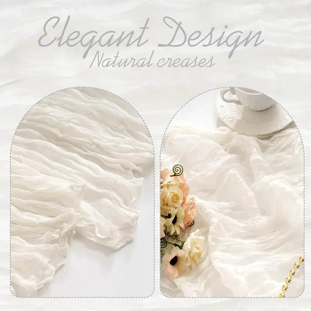 Alt view image 5 of 7 - White Cheesecloth Table Runner Gauze 35x120 Inches 10FT Boho Rustic Farmhouse for Thanksgiving Fall Wedding Bridal Shower Baby Shower Home Holiday Decorations
