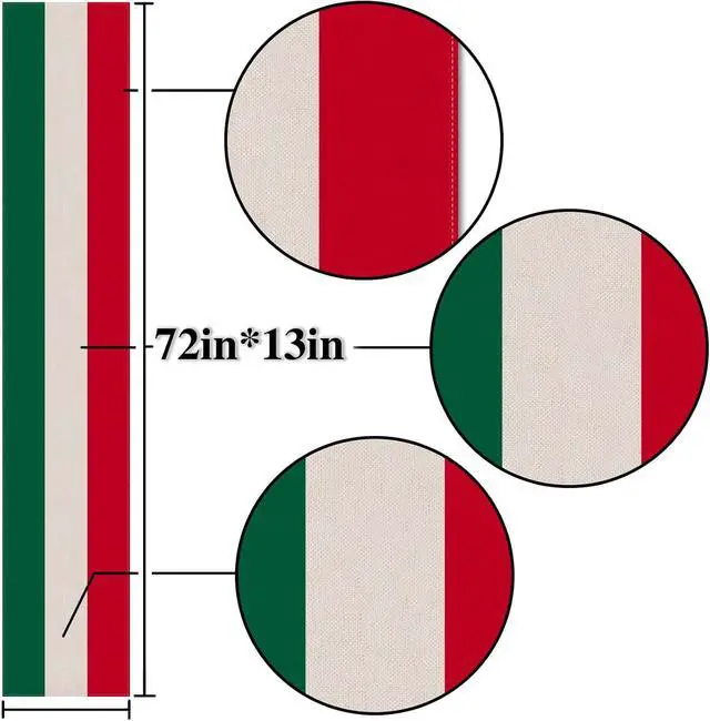 Alt view image 2 of 5 - Nepnuser Italy Table Runner for Italian Themed Party Decoration Home Kitchen Dining Room Dinner Linen Table Decor (13" x 72")