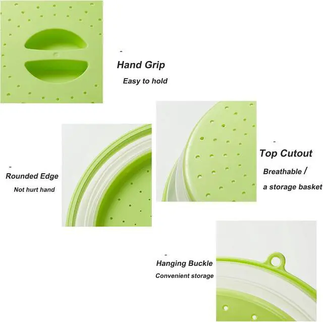 Alt view image 7 of 7 - Collapsible Silicone Microwave Food Cover Splatter Guard 10.5 Inch