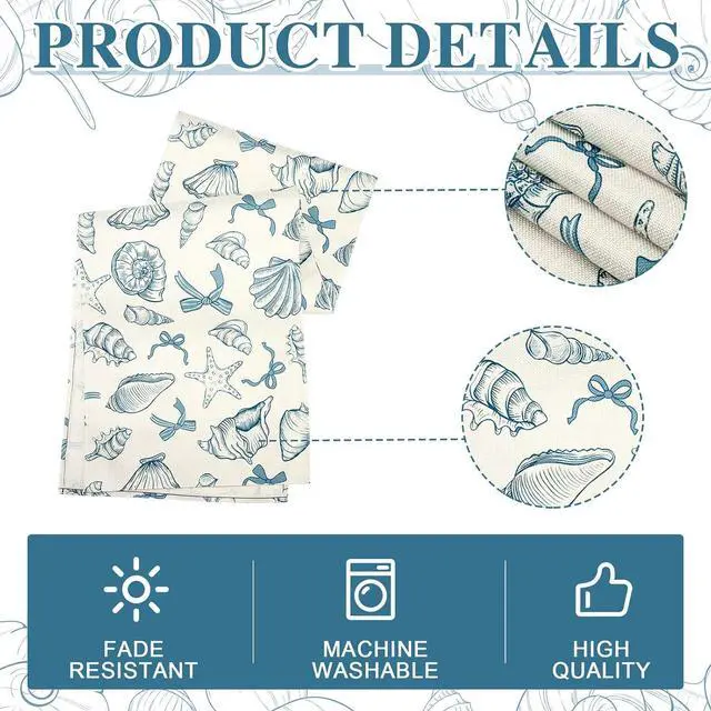 Alt view image 2 of 7 - Blue Bow Seashell Table Runner Last Toast on The Coasttable Runner 13 x 72 Inch for Dinning Room Kitchen Summer Ocean Sea Decorations for Holiday Party Housewarming Gifts Baby Shower