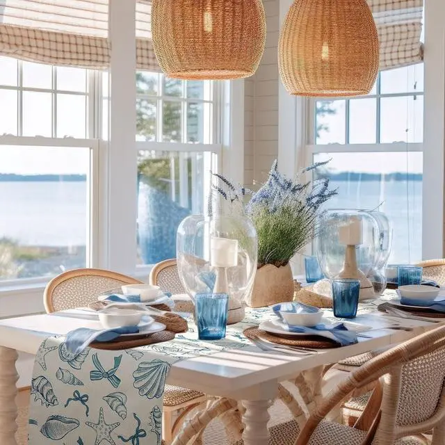 Alt view image 6 of 7 - Blue Bow Seashell Table Runner Last Toast on The Coasttable Runner 13 x 72 Inch for Dinning Room Kitchen Summer Ocean Sea Decorations for Holiday Party Housewarming Gifts Baby Shower