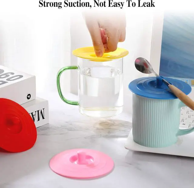 Alt view image 3 of 7 - Silicone Cup Covers (Set of 4),Multicolored Silicone Lids for Mugs | Mug Covers for Mugs, Cups, Tea Pots,Flexible Mug CoversHot Cup Lids for Coffee & Tea