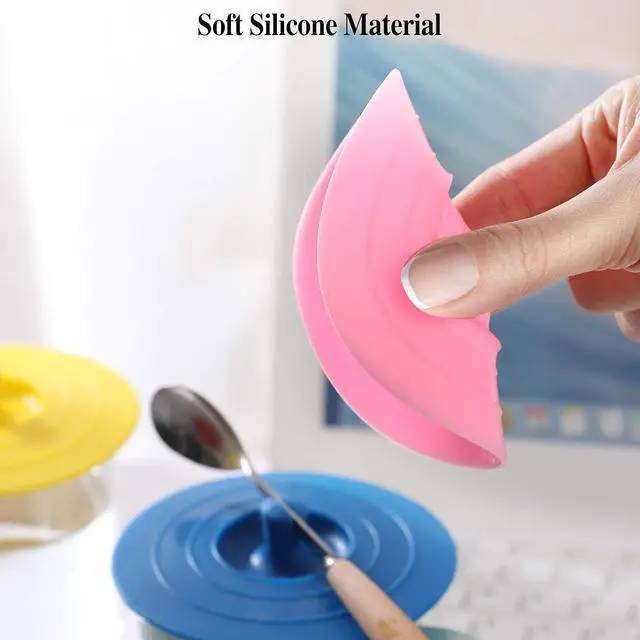 Alt view image 5 of 7 - Silicone Cup Covers (Set of 4),Multicolored Silicone Lids for Mugs | Mug Covers for Mugs, Cups, Tea Pots,Flexible Mug CoversHot Cup Lids for Coffee & Tea