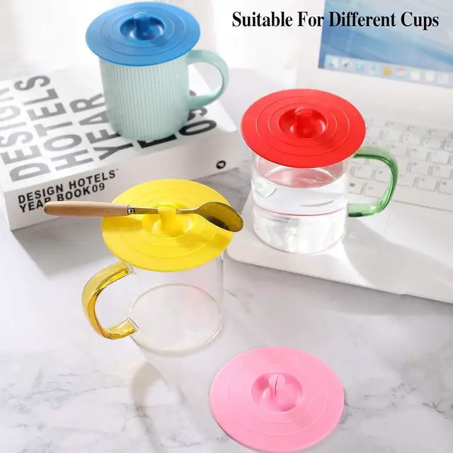Alt view image 7 of 7 - Silicone Cup Covers (Set of 4),Multicolored Silicone Lids for Mugs | Mug Covers for Mugs, Cups, Tea Pots,Flexible Mug CoversHot Cup Lids for Coffee & Tea