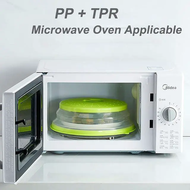 Alt view image 2 of 7 - Collapsible Silicone Microwave Food Cover Splatter Guard 10.5 Inch