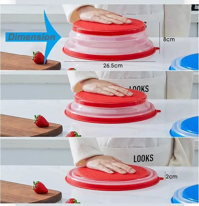 Alt view image 4 of 7 - Collapsible Silicone Microwave Food Cover Splatter Guard 10.5 Inch