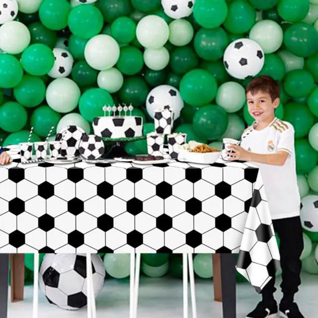 Alt view image 5 of 7 - Soccer Party Tablecloths, Soccer Theme Party Plastic Table Cover Disposable Soccer Field Soccer Pattern Table Covers for Boys Birthday Party Soccer Event Sports Theme Party Decorations, 87x51'' (4)