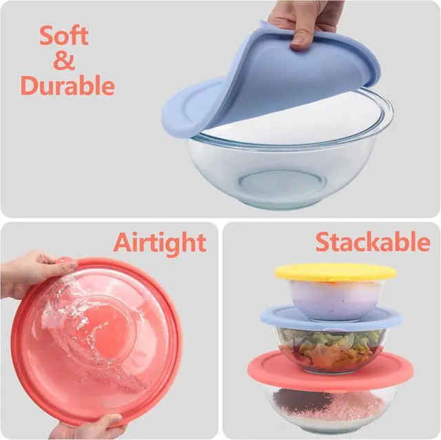 Alt view image 4 of 7 - Silicone Replacement Lids for Pyrex Smart Essentials Prepware 325 Rimmed Glass Mixing Bowl, Food Grade Silicone, Sturdy & Durable Cover, Dishwasher & Microwave Safe - 1 Pack
