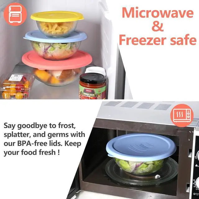 Alt view image 5 of 7 - Silicone Replacement Lids for Pyrex Smart Essentials Prepware 325 Rimmed Glass Mixing Bowl, Food Grade Silicone, Sturdy & Durable Cover, Dishwasher & Microwave Safe - 1 Pack