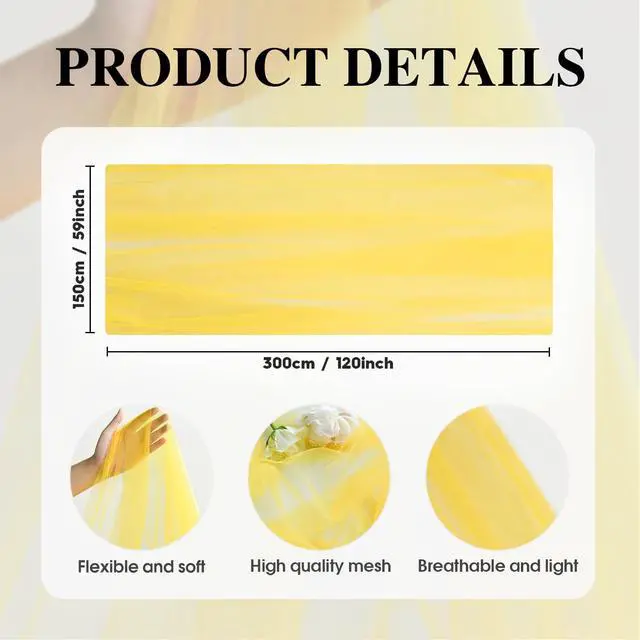 Alt view image 6 of 7 - Artoid Mode Yellow Gauze Table Runner 120 Inch 10FT, Seasonal Sheer Kitchen Dining Holiday Wedding Birthday Baby Shower Table Decor for Home Party