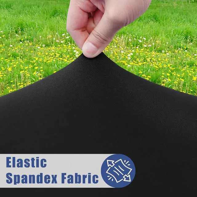 Alt view image 2 of 7 - Moosfor Spandex Round Tablecloth, Fitted Table Cloth for 45"-56" Tables | Elastic Outdoor Picnic Table Cover, Circle Stretch Waterproof Table cloths for Patio, Dining, Kitchen, Black