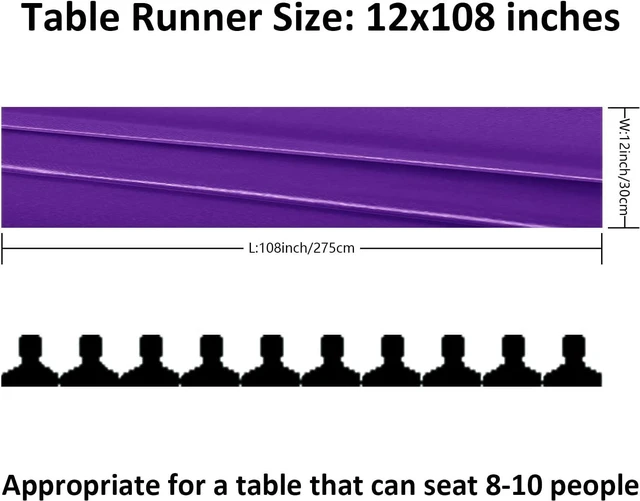 Alt view image 2 of 7 - 6Pack Table Runner 12 x 108 Inches Satin Silk Table Runner for Wedding, Birthday Party, Banquets, Graduations Decoration, fit Rectange and Round Table-Purple