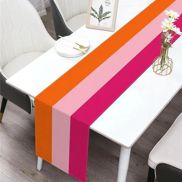 Alt view image 2 of 6 - Hot Pink and Orange Party Decoration Table Runner for Graduation Sunset Birthday Wedding Fiesta Bridal Shower Party Dining Room Home Kitchen Table Decor (13" x 72")