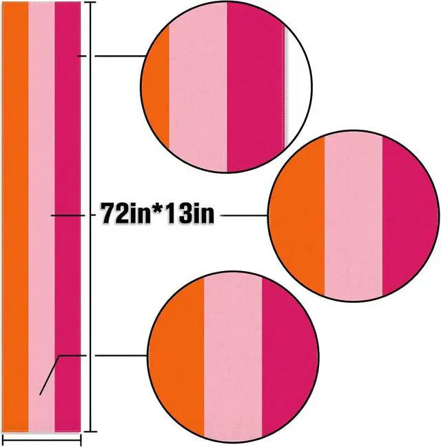 Alt view image 3 of 6 - Hot Pink and Orange Party Decoration Table Runner for Graduation Sunset Birthday Wedding Fiesta Bridal Shower Party Dining Room Home Kitchen Table Decor (13" x 72")