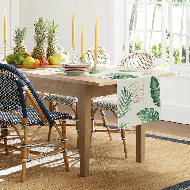 Alt view image 3 of 6 - Bonhause Tropical Palm Leaves Monstera Table Runner 13x72 Inch Summer Green Plant Kitchen Dinning Table Decoration for Indoor Outdoor Home Party Decor