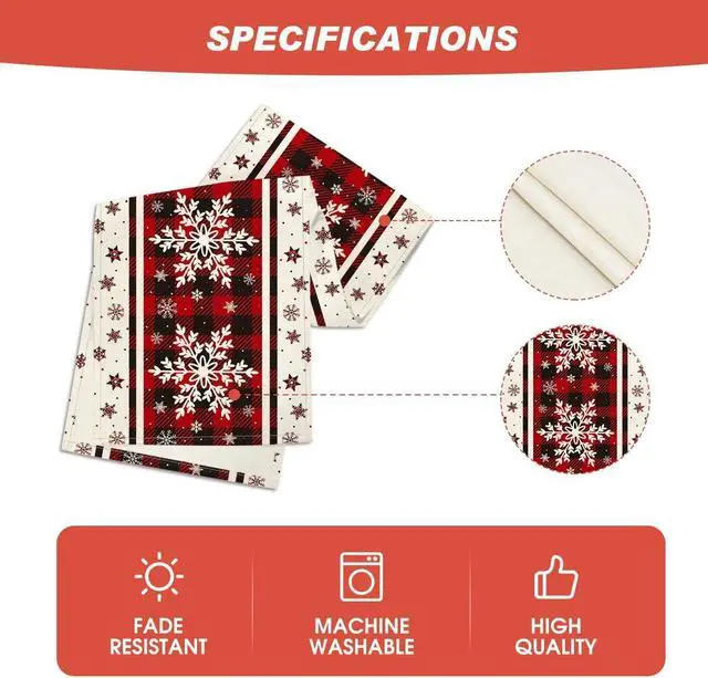 Alt view image 5 of 7 - Artoid Mode Snowflakes Christmas Table Runner Home Party Decor 13x72 Inch | Red And Black Buffalo Plaid, Winter Holiday Seasonal Kitchen Dining Table Decoration