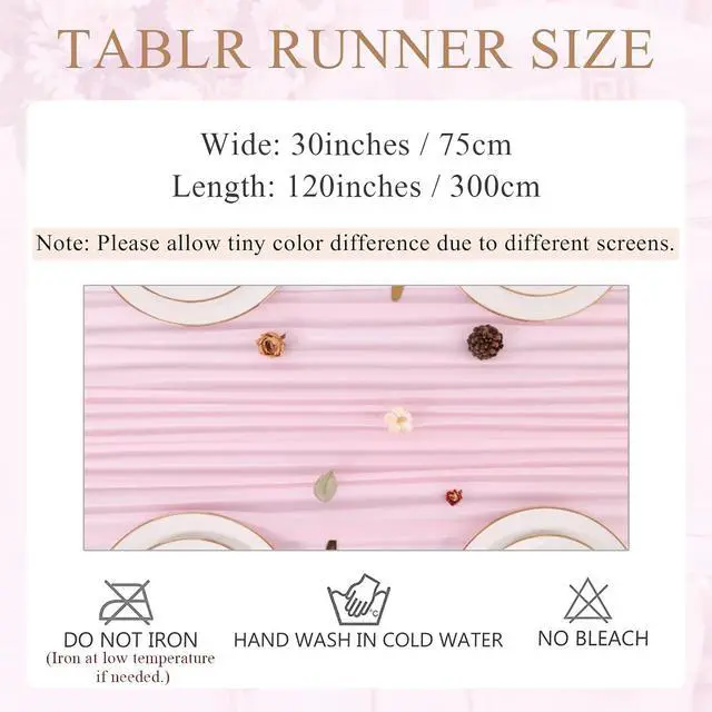Alt view image 3 of 7 - 10FT Blushing Pink Chiffon Table Runner 30x120 Inches Spring Boho Sheer Fabric Table Runner for Wedding BridalShower Birthday Party Valentine's Day Decorations