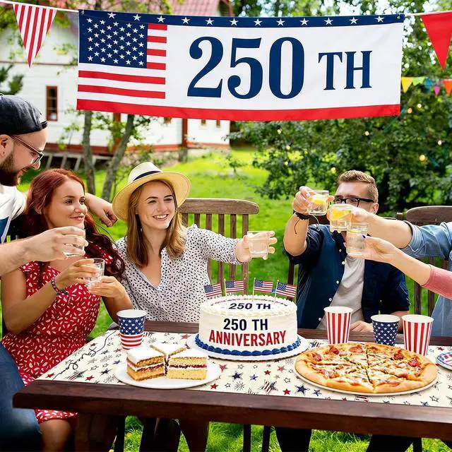 Alt view image 6 of 7 - 72 x 13 Inches Freedom Stars Table Runner, Red White Blue Stars and Fireworks Design for Independence Day, 4th of July, Patriotic Celebrations, Summer Party Decorations, Festive Dining Table Decor