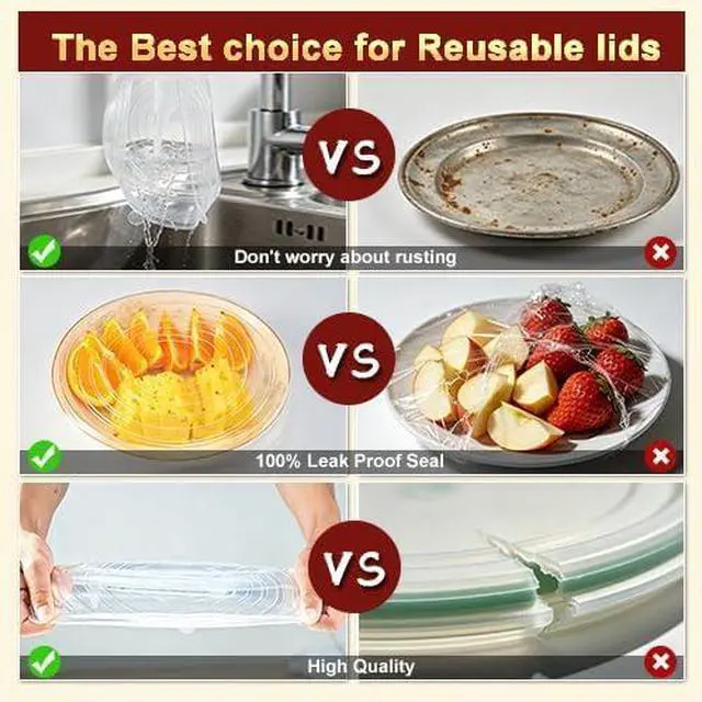 Alt view image 7 of 7 - Reusable Silicone Stretch Fresh-Keeping Lids, 6 Sizes 2.6/3.6/4.4/5.5/6.3/7.5 Inches Food Storage Covers, Fit Cup, Bowl, Plate, Fruit and Glass Bowl to Keep Food Fresh