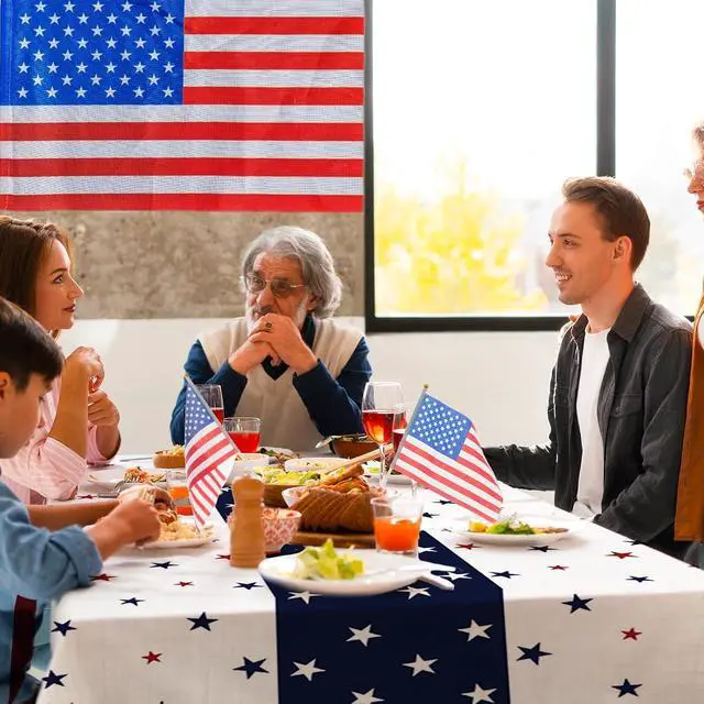 Alt view image 4 of 7 - Tbsone Patriotic 4th of July Plastic Tablecloth, Rectangle, 3 Pack | Disposable, Red White and Blue, USA Party Decorations, Independence Day Supplies, Picnic, Camping, Memorial