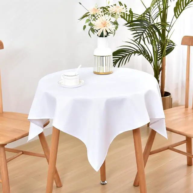 Main image of Wolkemer Small Square Tablecloth 36 x 36 Inch Washable Fabric Table Cloth Solid White Table Cover for Nightstand End Bedside Tables Tabletop Decoration