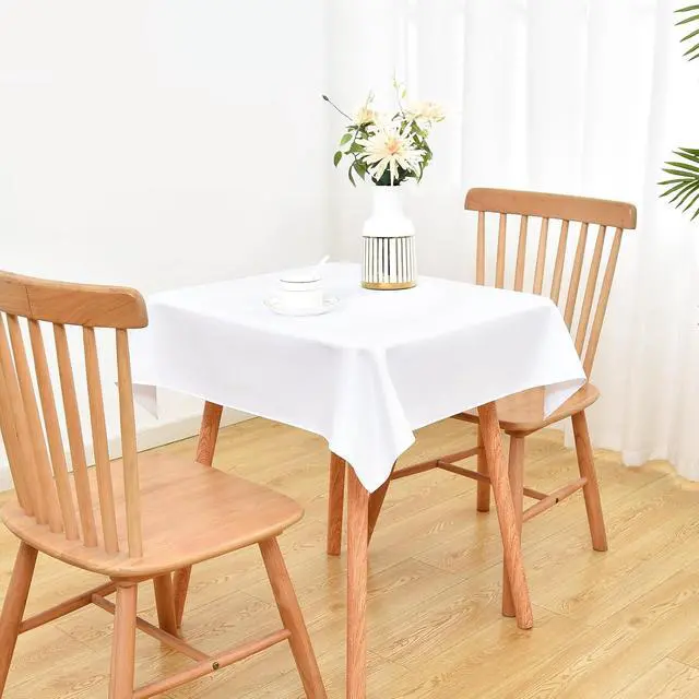 Alt view image 2 of 7 - Wolkemer Small Square Tablecloth 36 x 36 Inch Washable Fabric Table Cloth Solid White Table Cover for Nightstand End Bedside Tables Tabletop Decoration