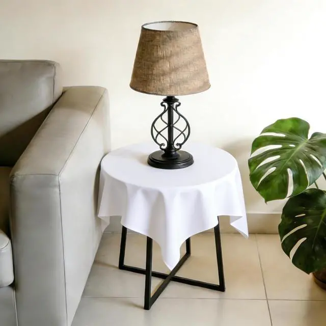 Alt view image 6 of 7 - Wolkemer Small Square Tablecloth 36 x 36 Inch Washable Fabric Table Cloth Solid White Table Cover for Nightstand End Bedside Tables Tabletop Decoration