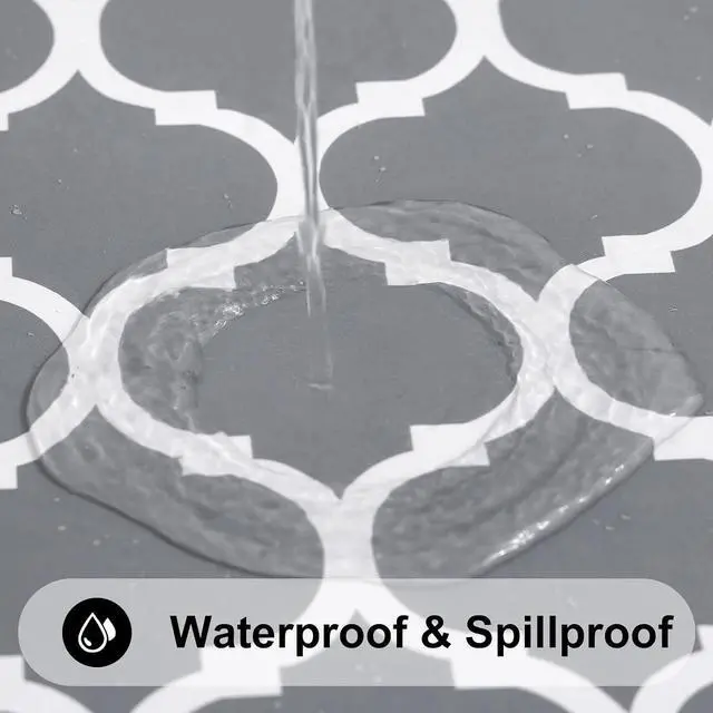 Alt view image 2 of 7 - Smiry Rectangle Table Cloth, Flannel Backed Vinyl Tablecloth, 60"x84" | Waterproof Plastic Tablecloths, Wipeable Table Cover for Dining, Indoor and Outdoor (Grey)