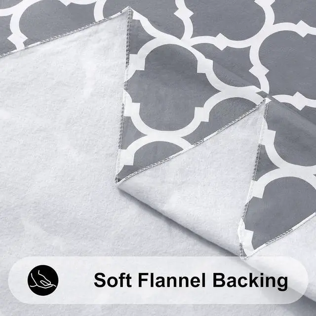 Alt view image 5 of 7 - Smiry Rectangle Table Cloth, Flannel Backed Vinyl Tablecloth, 60"x84" | Waterproof Plastic Tablecloths, Wipeable Table Cover for Dining, Indoor and Outdoor (Grey)