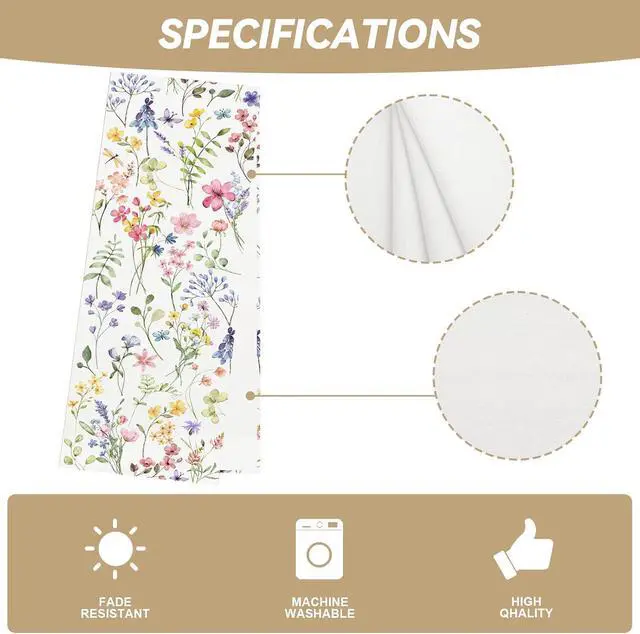 Alt view image 6 of 6 - Watercolor Flowers Spring Table Runner Spring Summer Easter Flower Floral Home Kitchen Dining Room Table Decorations 13x72 Inch