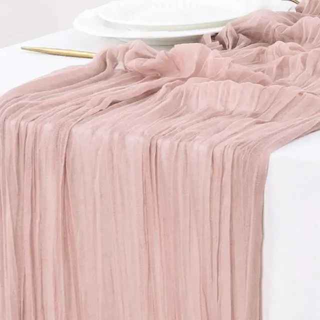 Main image of Socomi Cheesecloth Table Runner Fall Boho Wedding Shower Party Home Decor | Dusty Pink Rustic Gauze 14FT Cheese Cloth Sheer Farmhouse Centerpiece Runner for Baby Shower Birthday Holiday Decorations
