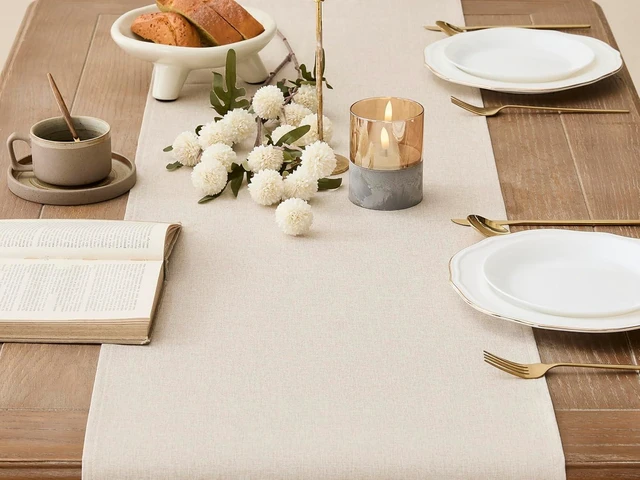 Alt view image 2 of 7 - YATOJUZI Cream Table Runner Seasonal Kitchen Dining Coffee Table Decorations Beige Neutral Waterproof Farmhouse Table Runners Rustic Wedding Birthday Party Home Decor 16x71Inch