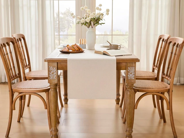 Alt view image 4 of 7 - YATOJUZI Cream Table Runner Seasonal Kitchen Dining Coffee Table Decorations Beige Neutral Waterproof Farmhouse Table Runners Rustic Wedding Birthday Party Home Decor 16x71Inch