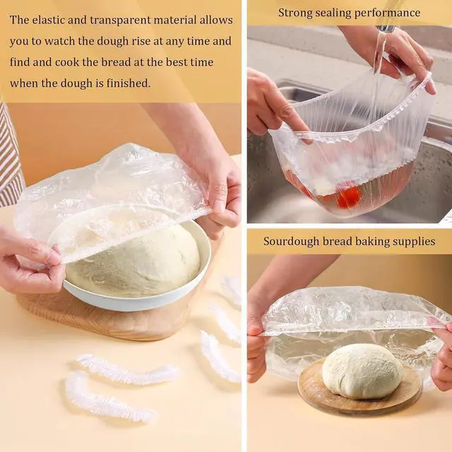 Alt view image 5 of 7 - 120PCS Reusable Bowl Covers for Bread Proofing, Elastic Plastic Covers for Sourdough Rising and Baking Supplies, Stretchable Wrap for Storage Containers