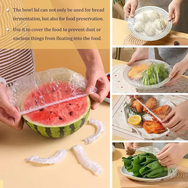 Alt view image 7 of 7 - 120PCS Reusable Bowl Covers for Bread Proofing, Elastic Plastic Covers for Sourdough Rising and Baking Supplies, Stretchable Wrap for Storage Containers