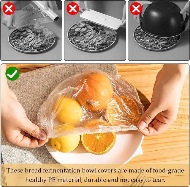 Alt view image 6 of 7 - 120PCS Reusable Bowl Covers for Bread Proofing, Elastic Plastic Covers for Sourdough Rising and Baking Supplies, Stretchable Wrap for Storage Containers
